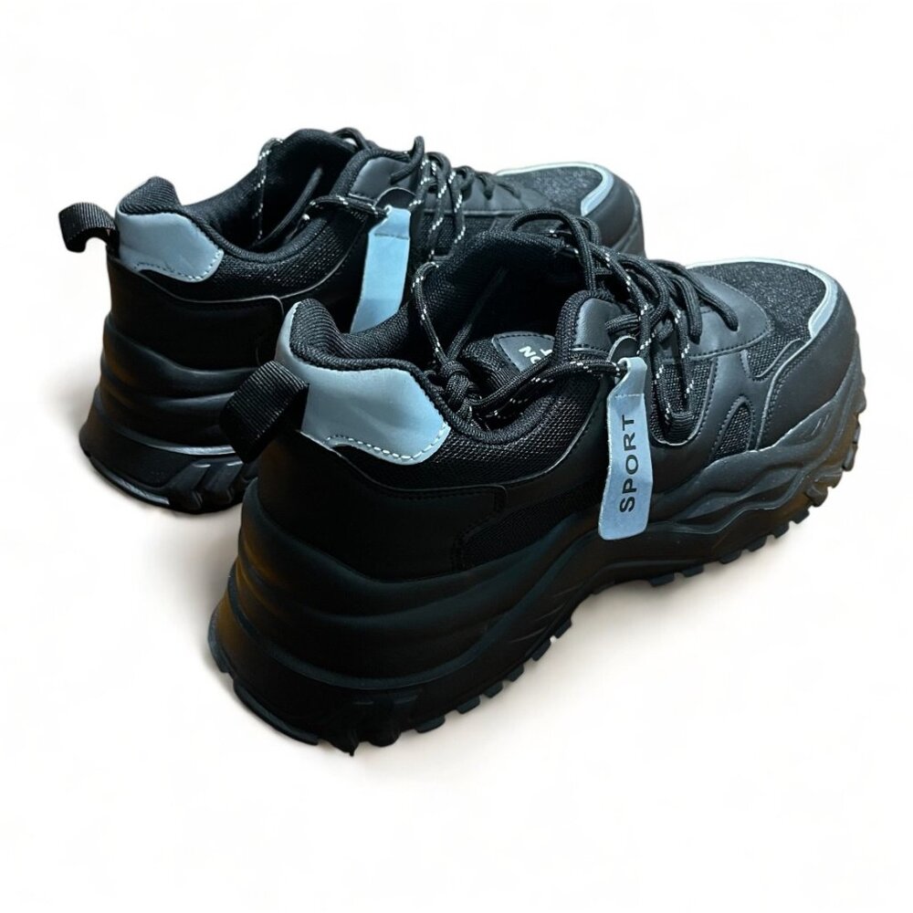 Fashion Sport Men's Athletic Black & Gray Sport Sneakers, Size 12, New - Picture 4 of 9